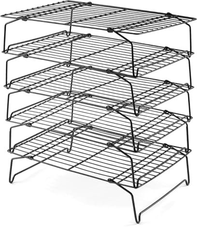 Leonyo Edelstahl-Kühlgitter zum Backen, 5 Etagen, stapelbares Drahtregal zum Kochen, Braten, Grillen, ofen- und spülmaschinenfest, kühle Chargen von Keksen, Pizza, Kuchen, 25,9 x 38,1 cm