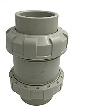 50mm PPH-Rückschlagventil in Einwegausführung, lösungsmittelgeschweißt, ideal für Chemie und Wasseraufbereitung, grau, doppelter Anschluss