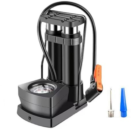 Foot Twin Cylinder Air Pump, Bike Floor Pumps, Air Pump for Ball, for Bicycle Motorbike & Inflatable Bed Pillow & Swimming Items (Double Cylinder with Manometer)
