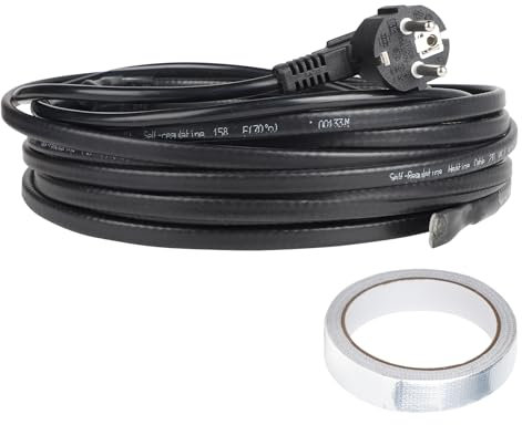 CPROSP 8m Cavo Riscaldante con Termostato 250V 24W/m, Cavo Scaldante Antigelo, Cavo Riscaldante Antigelo con Spina di Messa a Terra, Impedisce il Congelamento di Tubi, Grondaie e Piante.