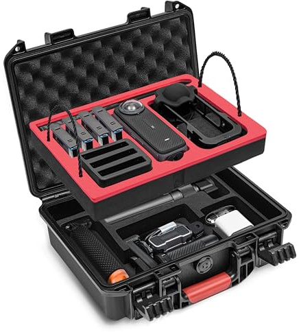 Tomat X4 wasserdichte Tasche für Insta360 X4 Doppelte Schichten Stoßfest IP67 Koffer Große Kapazität Tragetasche für Insta360 X4 Kamera und Zubehör Elegant Schwarz