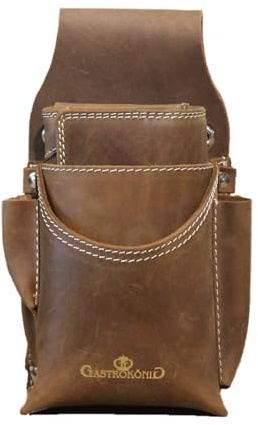 Gastrokönig Kellnertaschen-Set, das Original, GARANTIE lebenslang, Kellnergeldtasche, Kellner-Portemonnaie, Kellnerbörse aus Leder, für Männer und Frauen (Antik)