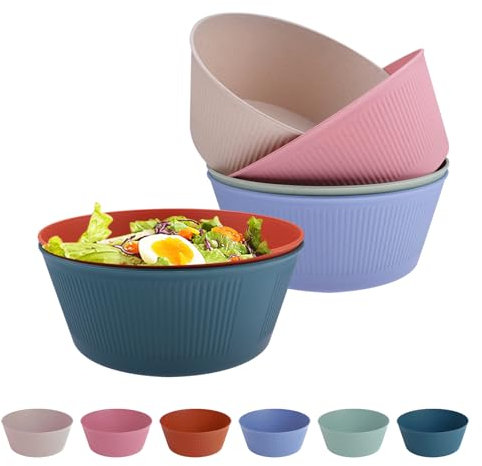 Doafoce 6 Pezzi Insalatiera set 60 Once Grandi Ciotole da Campeggio Insalatiera Plastica Set di Ciotole di Plastica, per Cereali Minestra Merenda Frutta Insalata(20×15×8cm)