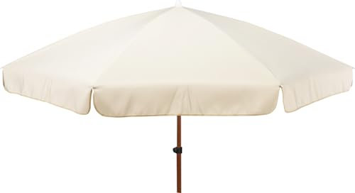 matrasa Sonnenschirm Basic - Strandschirm mit Stiel in Holzoptik - UPF50+ - Ø: 200 cm H: 215 cm Cremeweiß