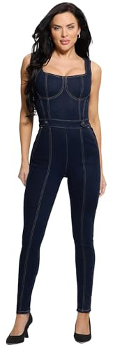 GUESS Mono de mezclilla Carla sin mangas para mujer, Refugio Azul, Large