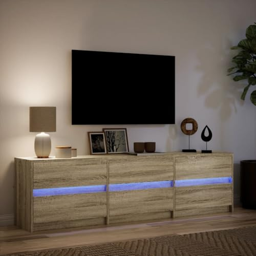 Festnight Meuble TV LED Meuble TV 180 cm Banc TV Table TVTable Television Salon Meubles pour Audio/vidéo Meuble de Salon-Chêne sonoma-180 cm