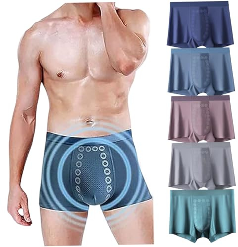 Joygoodta Energy Field Therapy Men's Underwear, 5Pcs Magnetic Therapy Energetic Men Pants, 's Boxers Briefs Black