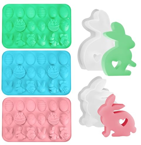 5 Stück Silikonform, Seifenform Hase Hand Made, Silikon Seifenformen, für Schokolade, Seife, Kuchen, Brot, Gelee