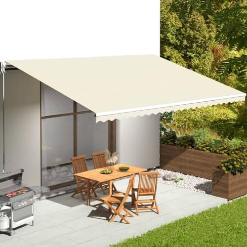 AJJHUUKI Haus & Garten, Rasen & Garten, Outdoor Living, Fenster & Tür Markisen, Heim Ersatzstoff für Markise, Creme, 6 x 3,5 m