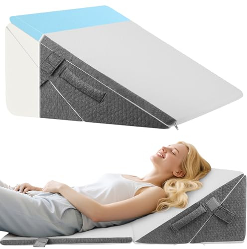 Hoyiyobi Keilkissen für Bett, Verstellbares Dreieckskissen Hochdichteschaum, Reflux Kissen für Schlafapnoe, Sodbrennen, Beinhochlagerung, Ergonomisches Wedge Pillow zur Lesen, Schlafen, Beinkissen