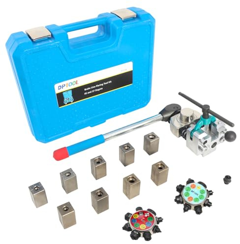 DPTOOL Brake Line Flaring Tool Kit, 45 and 37 Degree Single, Double and Bubble Flares, Brake Line and Tubing Flaring Tool for 3/16, 1/4, 5/16, 3/8 and 4.75mm Tubing