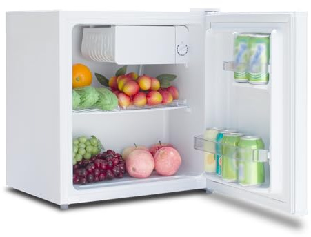 Techomey Mini Kühlschrank, 48L, Kühlschrank Klein 220-240V, Umkehrbare Tür, Kompressor Kühlschrank Mini für Haus, Büro, Schlafzimmer und Ferienwohnung, 0-10℃, Weiß