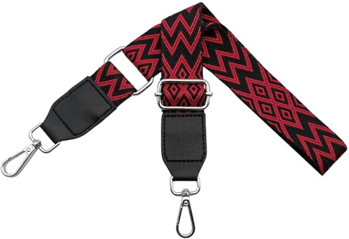 Fickremmar för byte axelrem för fickor bred 3,8 cm av läder med silver karbinhake axelrem axelrem väskrem för kvinnor väskor, gör-det-själv-tillbehör, svart/röd, W15