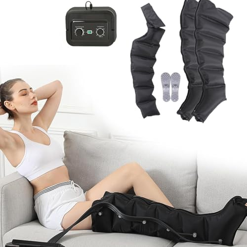JIMINHUIXIN Massaggiatore Piedi E Gambe con 6 Airbag, Pressoterapia a Casa, Linfodrenaggio, Professionale, Apparecchio Massaggiatore, per Vita Braccia Gambe Caviglie, Dolore E Circolazione Migliorare