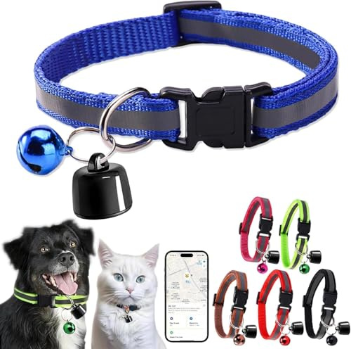Cat Tracker, Mini localizzatore GPS per gatto, Collare Intelligente con Localizzatore di Posizione, Nessun Costo Aggiuntivo, Compatibile con iOS & Android (Blu)