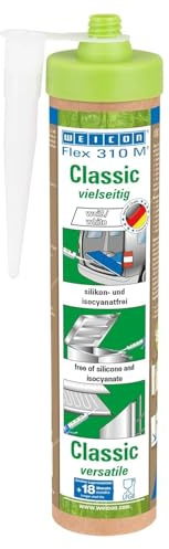 WEICON Green Tube Flex 310 M Classic, sellador elástico de polímero MS, fuerte adhesión, sin disolventes, cartucho sostenible, blanco