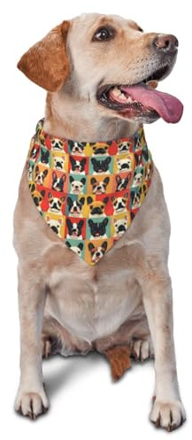 Hundehalstuch für kleine, mittelgroße und große Hunde, bunt, französische Bulldogge, verstellbar, Dreieck-Lätzchen, Schal, Taschentuch, Zubehör