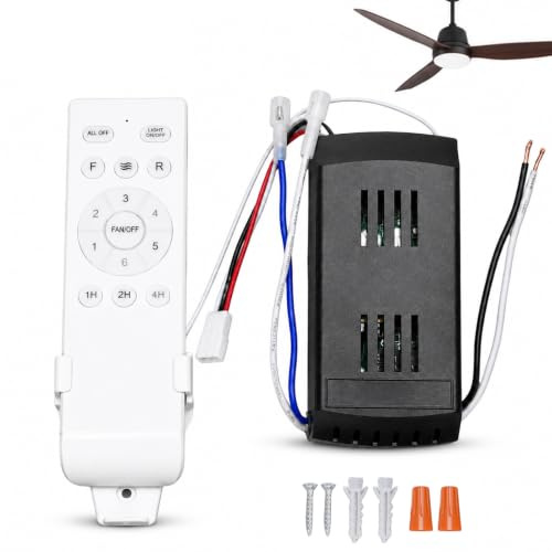 ciciglow Kit de Télécommande de Ventilateur de Plafond Universel, 6 Vitesses Récepteur de Contrôleur de Lumière de Plafond avec Minuterie