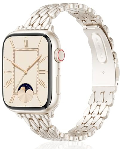 V.R.HOPE Metal Strap Compatible with Apple Watch 40mm 41mm 42mm 38mm Women | Elegant professional style. Luxury slim, dressy & formal stainless steel band for iWatch SE & Series 11/10/9/8/7/6/5/4/3/2/1