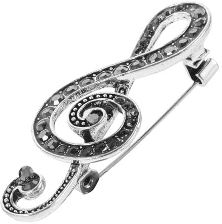 SHOWERORO Rhinestone Notenschlüssel Brosche Modische Anstecknadel mit Elegantem Design Kleidung Deko für Damen als Geschenk für Frauen bei Festival und Party