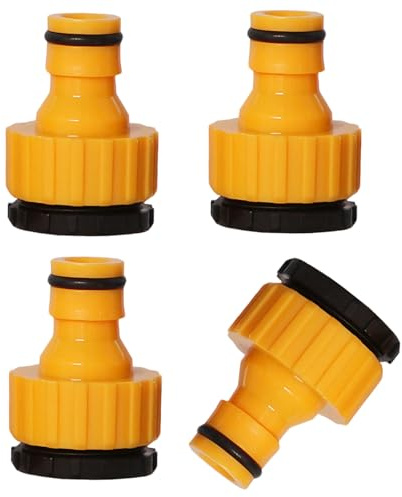 4 Pack Universal Hose Tap Connectors, 2 in 1 BSP Threaded Faucet Adapters for 3/4 & 1/2 Taps, Leak-Proof Garden Hose Connectors for Outdoor Watering Car Washing