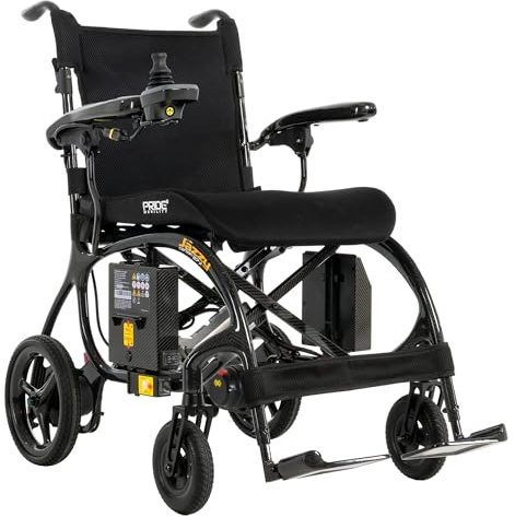 Pride® Mobility Jazzy® Carbon 27X Folding Travel Power Chair - 275 lb. Weight Capacity, 3.7 mph, Lightweight Foldable Electric Wheelchair for Travel Seniors, Adults – 10Ah Airline-Approved Battery