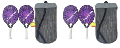 2 set di 2 racchette da beach tennis per bambini con impugnatura antiscivolo racchetta da beach tennis, viola, 46 x 21,4 x 2 cm