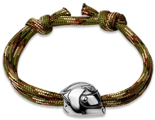 Ernestine - Homme bracelet moto réglable cordon acier inoxydable - bijou casque motard homme, femme, idée cadeau biker - accessoire pour motard - poignet bijoux design casque de moto