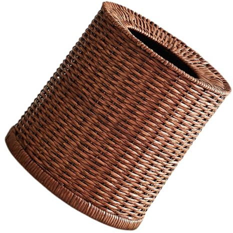 MAGICLULU Poubelle Style Rétro sans Couvercle en Rotin Tissée Double Couche avec Ventilation Naturelle 12l Compacte Cuisine et Salon