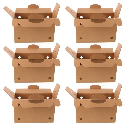 Amosfun 6pcs Pet Carrier Boxes with Handle and Ventilation Holes, Cardboard Small Animal Transport Boxes for Poultry and Rabbits, Secure and Reinforced Structure, for Pet Transport