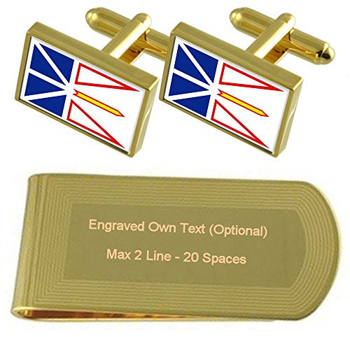 Select Gifts Neufundland und Labrador Flagge Gold-Manschettenknöpfe Geldscheinklammer Gravur Geschenkset