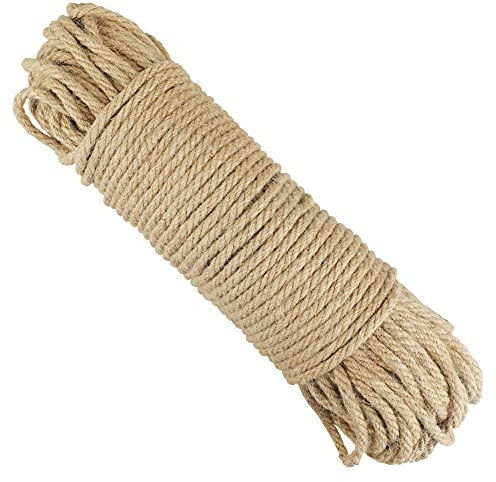G2PLUS 6MM Thick Jute Rope, 3-Ply Brown Natural Cord Rope, 50M Thick Jute Rope, Strong Hemp Garden Rope, for DIY Crafts Arts and Gardening Applications