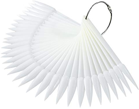 Lurrose échantillons de vernis à ongles bâtons en forme d'éventail ongles conseils de pratique des ongles couleur conseils afficher avec anneau en métal 100pcs (blanc)