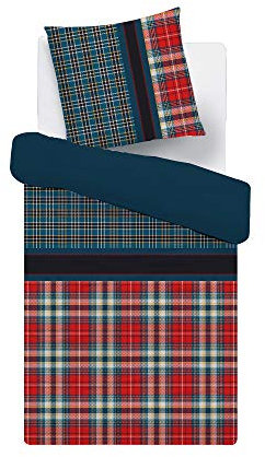 Brielle - Biancheria da letto in flanella, 135 x 200 cm, motivo a quadri