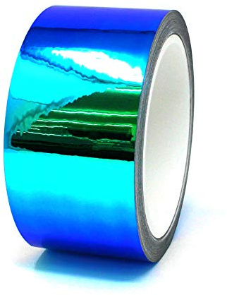10 Meter Flip Flop Chrom Zierstreifen Basteln Effektfolie Hologramm Chameleon Auto Motorrad Modellbau Klebestreifen (FF4 Blau/Grün, 50mm Breite)