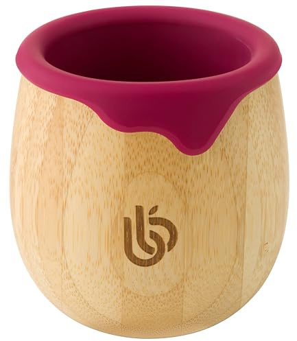 bamboo bamboo Baby and Dinky Toddler Cup, Bamboo Sippy Cup for Toddlers, with Silicone Drip Rim for Teeth and Gum Protection, 150ml Capacity Baby Cup for Transitioning Toddlers (Cherry)
