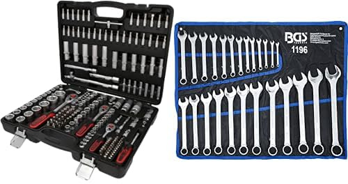 KS TOOLS Coffret de douille, Mallette à Outils 1/4 3/8 1/2-179 pcs - Chrome Vanadium - Mat Satinée & BGS 1196 | Jeu de clés mixtes | 6-32 mm | 25 pièces
