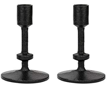 Stonebriar SB-6282A2 5 tum svart gjutjärn metall avsmalnande ljushållare set, set med 2