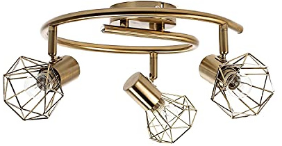 Easylight Deckenlampe mit 3 verstellbaren Spots Metall in Messing 3x E14 kompakt Schlafzimmer Wohnzimmer Küche Flur Innen Deckenleuchte Spot Strahler