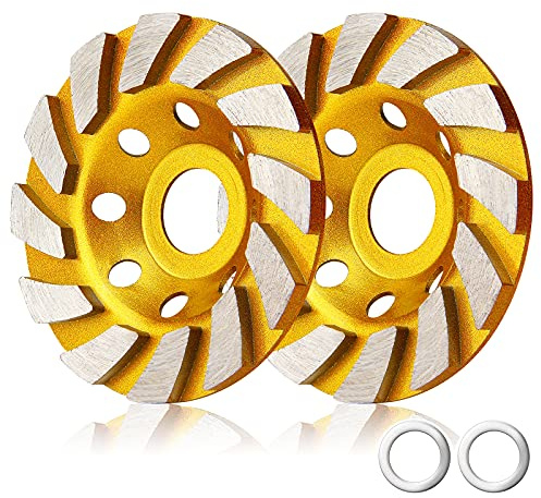 2 Pieces Diamond Cup Grinder 4 Inch Concrete Turbo Diamond Grinding Cup Wheel 12 Segs Heavy Duty Angle Grinder Wheels for Angle Grinder