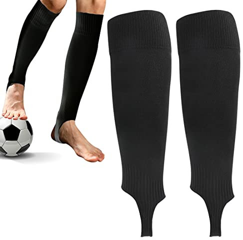 FUKPO 2 Paar Fußball Stutzen Schwarz Kinder Herren, Fussball Stutzen Männer Fußballsocken, Fussballstutzen Herren Jungen