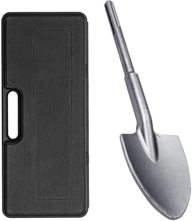 Nisorpa Clay Spade SDS-Max - Punta a scalpello in acciaio cromato con gambo esagonale, 43,9 cm, lunghezza 43,9 cm, con custodia per il trasporto