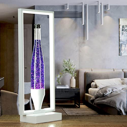 Easylight Design Lavalampe Glitter Lila Weiß LED Rahmen dekorativ OLI Glitterlampe Tischleuchte Wohnzimmer Schlafzimmer