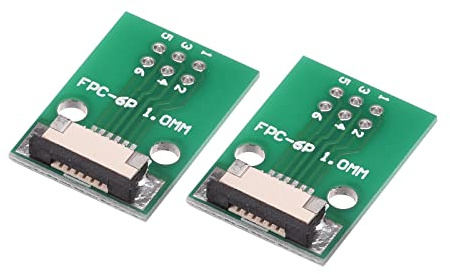 sourcing map FPC FFC Converter Connector Board 6P 1.0mm on Socket Side, Back 0.5mm, to DIP 2.54mm for LCD 3D Printer DVD TV Laptop Audio Pack of 2
