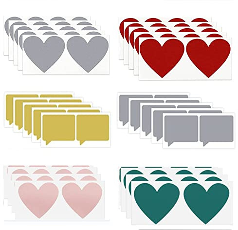 60 Stück Etiketten Abkratzen Aufkleber,Rubbel Etiketten Herz Rubbelkarten Rubbelsticker Hochzeit Überraschung Rubbel Folie Rubbelaufkleber Rubbellos Scratch Off Label Card Herz, Dialog