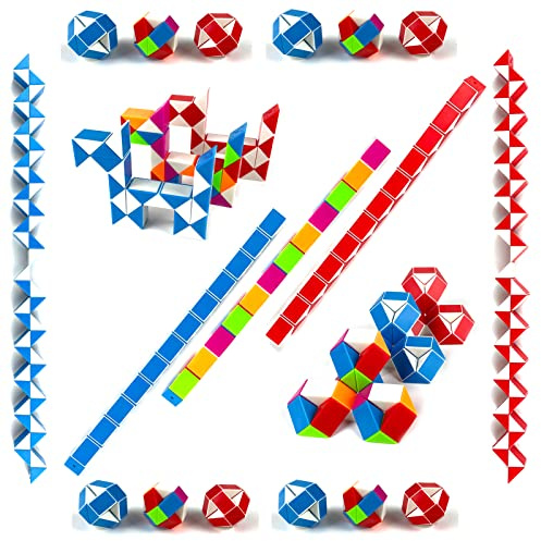 EACHHAHA 25 Stück Zauberschlange, Fidget Geduldsspiel Kinder ab 6 Jahre | Bunte Schlangenwürfel zum Drehen und Formen, fördern Kreativität, Logik & Feinmotorik, ideal als Mitgebsel Geburtstag