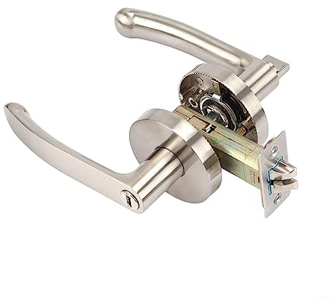 Home Door Lock, Silver Universal Zinc Alloy Slant Mortice Lock Copper Core with Key for Bedroom, Bathroom, Garage Door or Wooden Gate