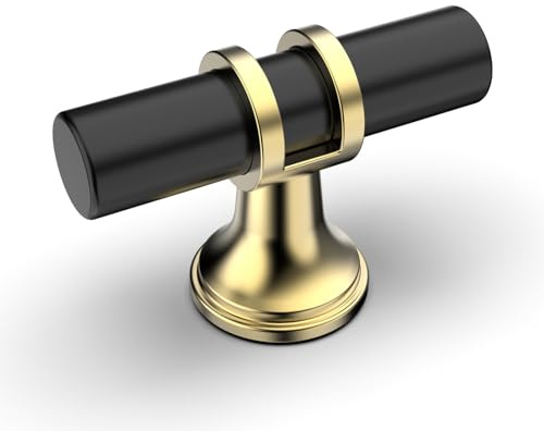 Amerdeco 10 Stück Möbelknöpfe Schwarz-Gold, Schrankknöpfe, Schubladenknöpfe, Türknöpfe, Kommodenknöpfe