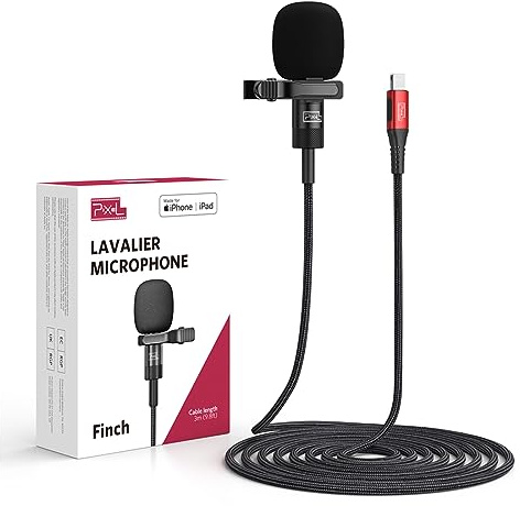Mini microphone cravate pour iPhone iPad (certifié Apple MFi), mini micro cravate Lightning pour YouTube TikTok enregistrement vidéo vlogging streaming en direct (1,5 m)