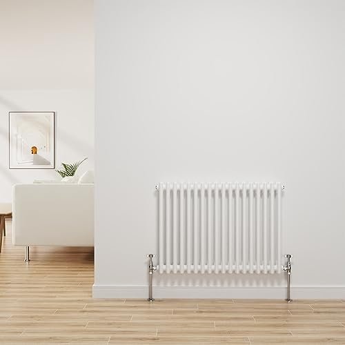 NRG Traditional Radiator Gloss White Cast Iron 2 Column Horizontal Central Heating Bathroom Radiators 600x830mm